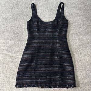 Lovers + Friends Shimmer Tweed Mini Dress Women XS Black Metallic Party Cocktail